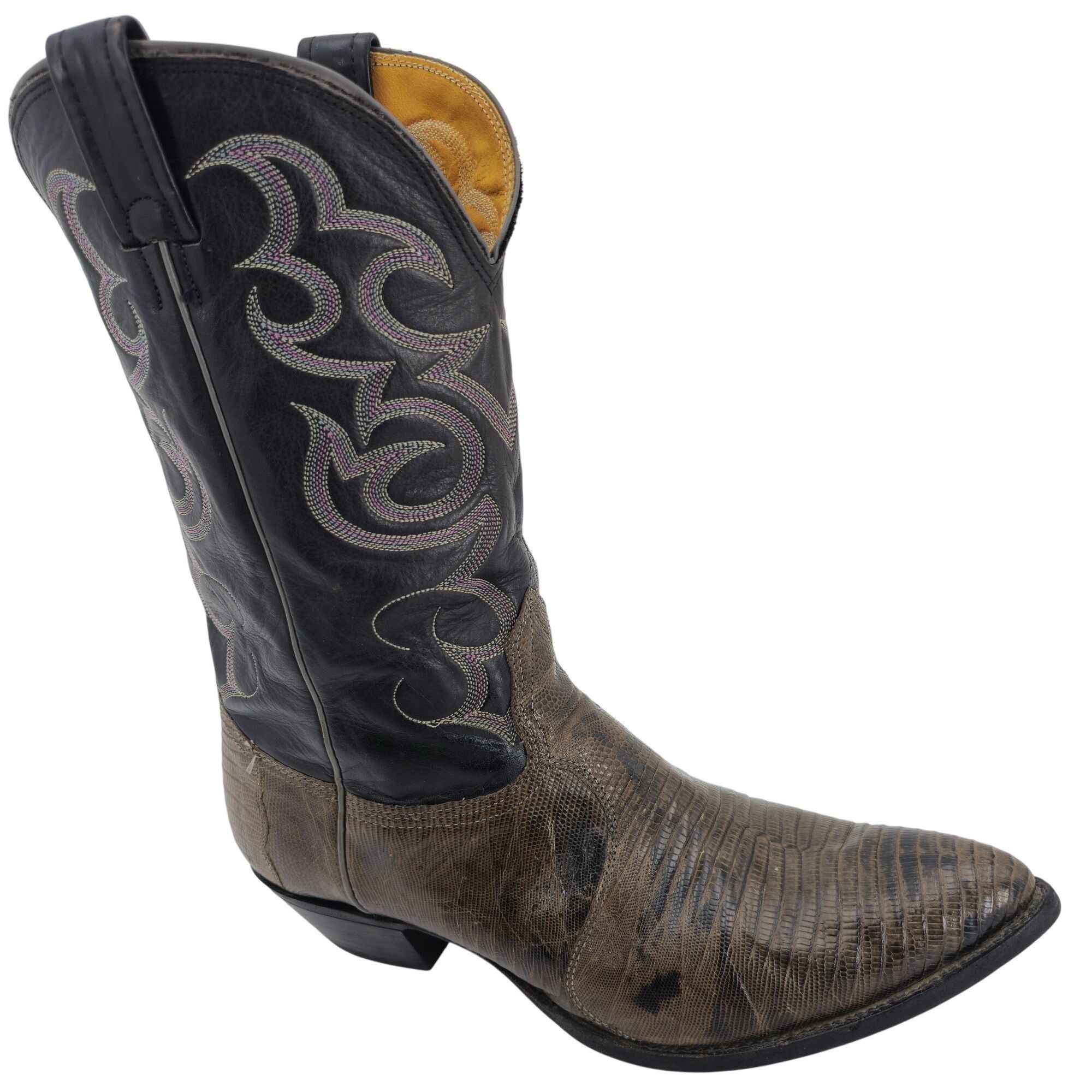 Nocona Boots Vintage Nocona Mens Size 12D Lizard Teju Exotic Leather Cowb Size US 12 / EU 45 - 1 Thumbnail