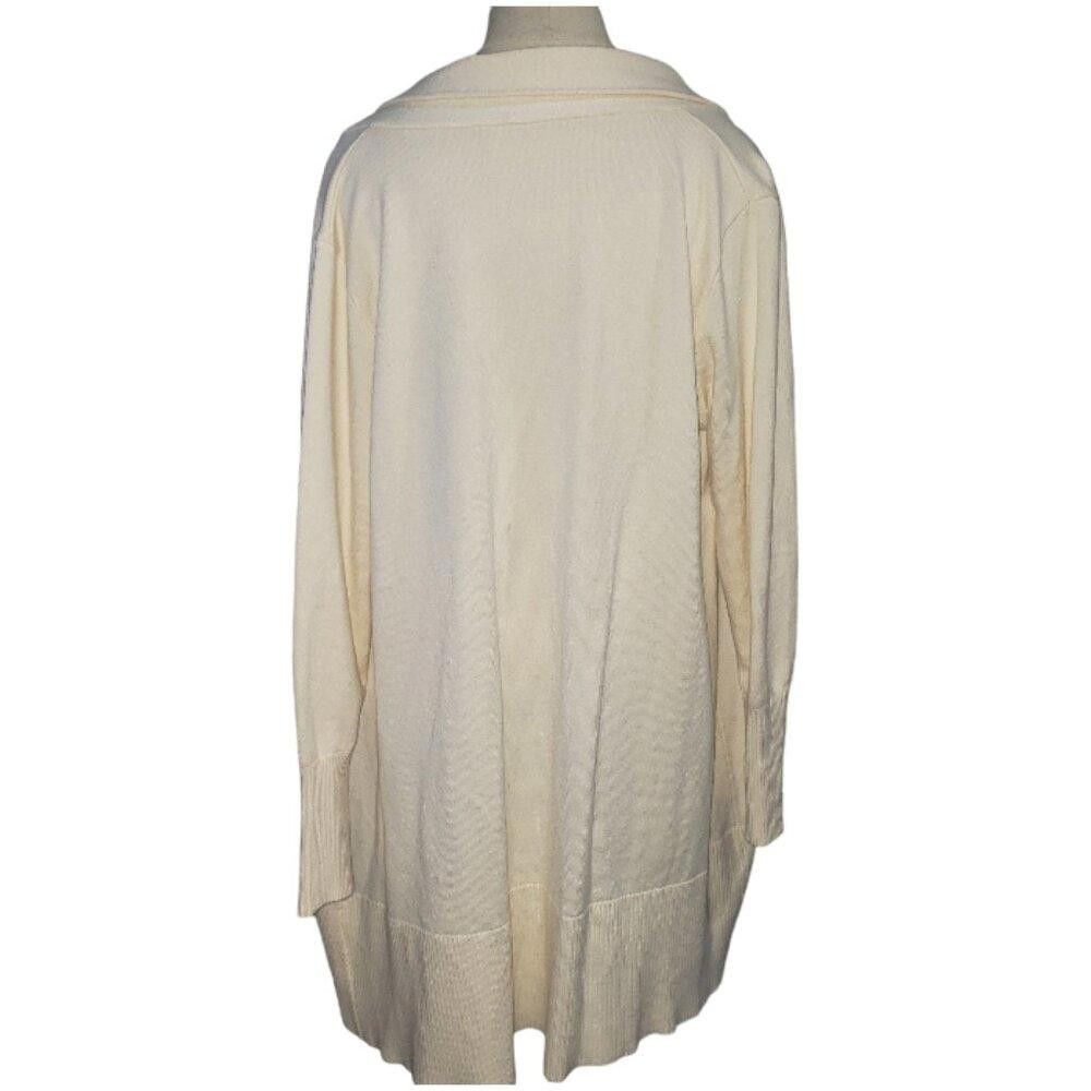 Designer CT1664 Ladies Ivory Open Cardigan with Pockets XXL Size XXL / US 16-18 / IT 52-54 - 4 Thumbnail