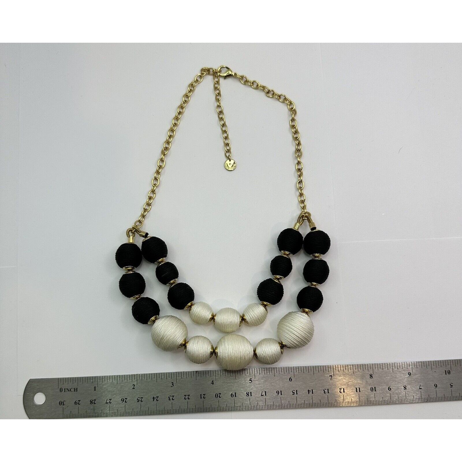 Robert Talbott Talbots Jewelry Necklace Black Creamy White Wrapped Bead 20" Size ONE SIZE - 4 Thumbnail