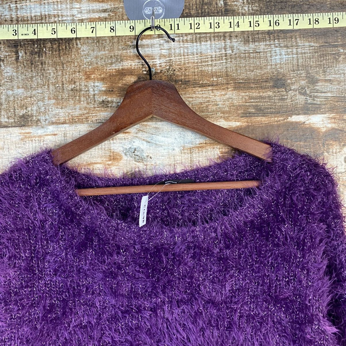 Japanese Brand DL Kastane Purple Mohair fur shaggy Knitwear #C1098 Size M / US 6-8 / IT 42-44 - 4 Thumbnail