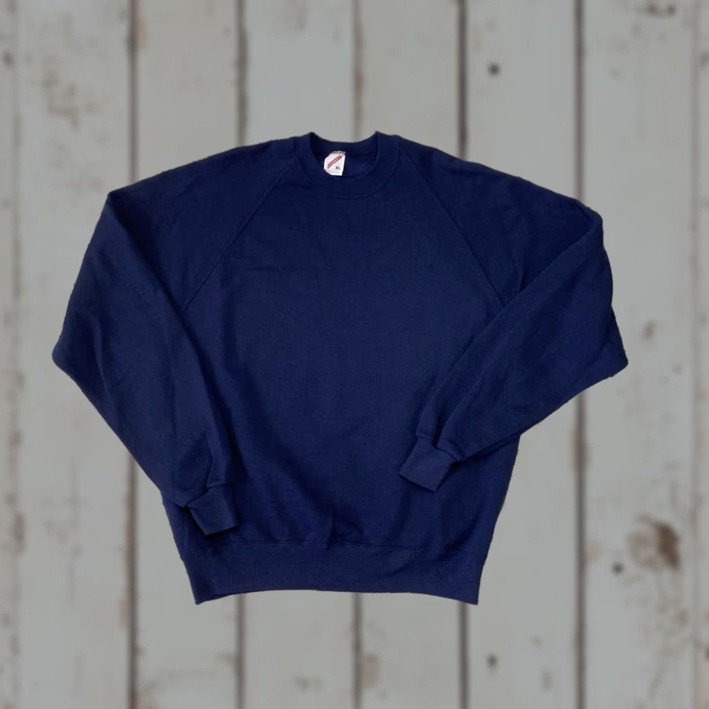 Jerzees VINTAGE Jerzees Sweatshirt Mens XL Blue Navy Blank Pullover Crew Neck 90s USA Shirt Size US XL / EU 56 / 4 - 1 Thumbnail