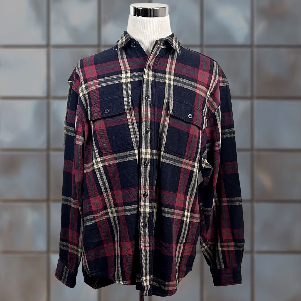 Eddie Bauer Eddie Bauer Large Vintage Heavy Flannel Shirt Blue Red Green Plaid 100% Cotton Size US L / EU 52-54 / 3 - 1 Thumbnail