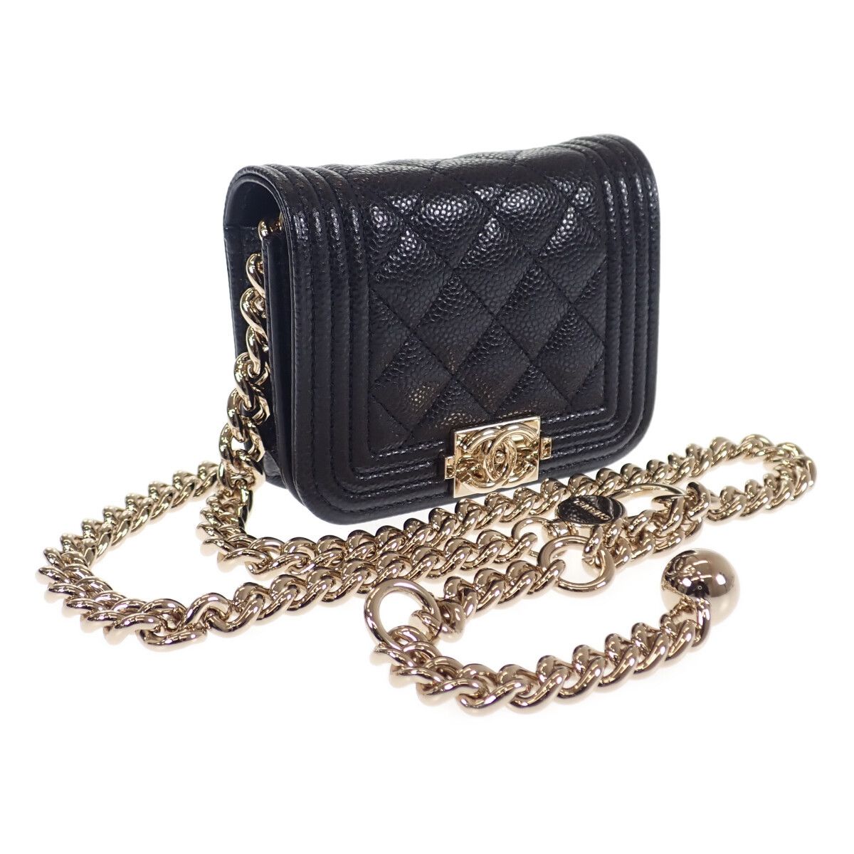 image of Chanel Cc Caviar Boy Belt Bag in Black, Women's