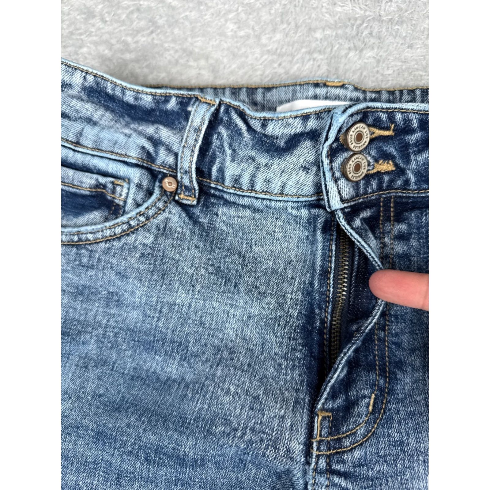 Vintage Kancan Jeans Womens Jeans Flared Mid Rise 29x30 Blue Denim 9 Juniors Stretch 5-Pocket Designer Vintage: No Size 30" / US 8 / IT 44 - 5 Thumbnail