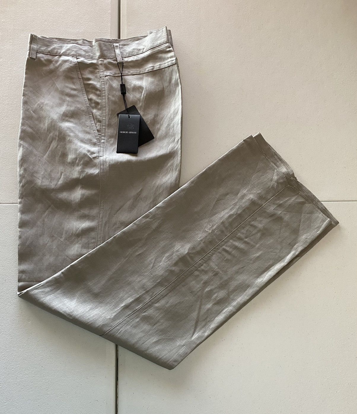 Giorgio Armani Giorgio Armani 🇮🇹 black label grey ramie slacks NWT Size US 34 / EU 50 - 3 Thumbnail