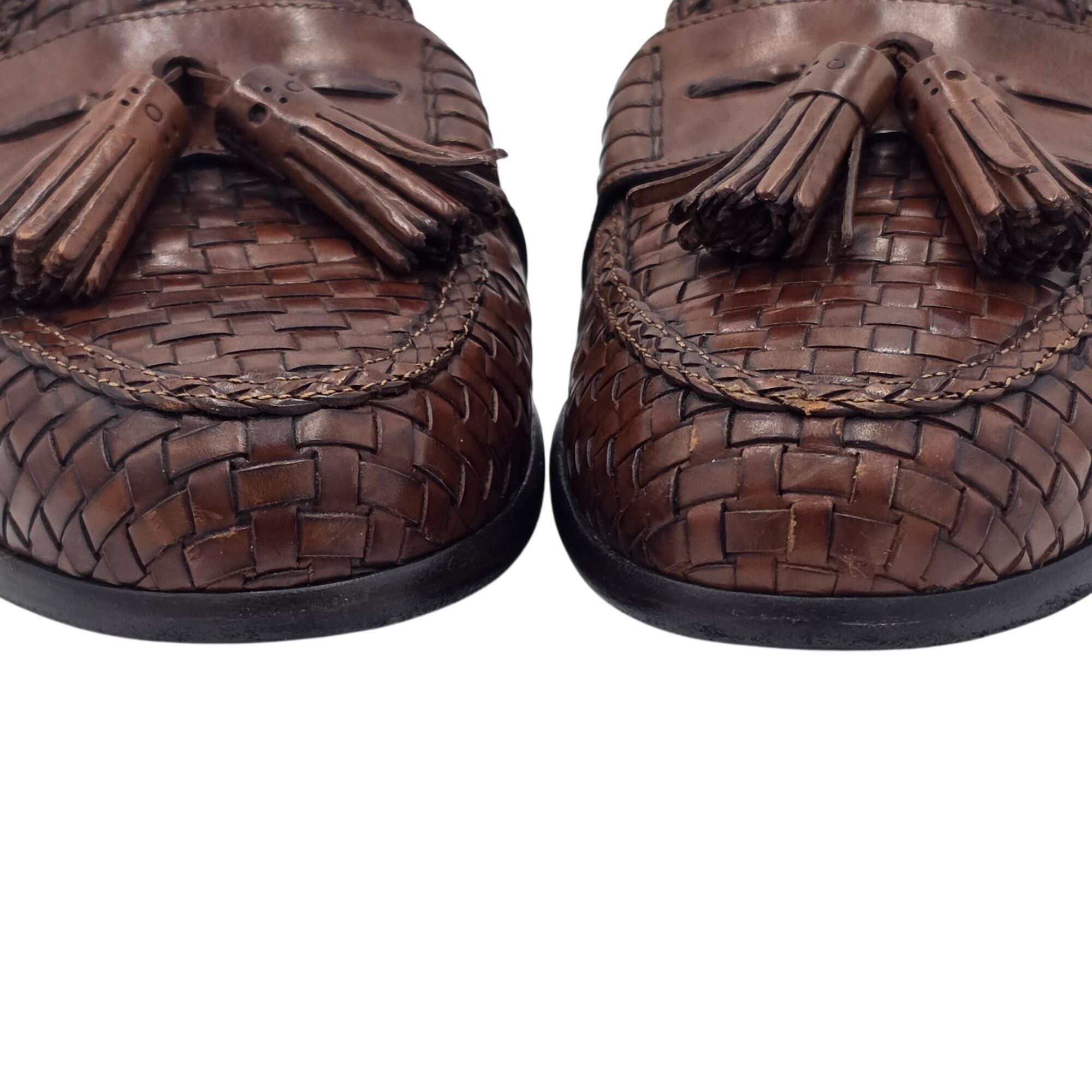 Bragano Vintage Bragano Cole Haan Brown Leather Woven Tassel Loafers Size US 9 / EU 42 - 11 Thumbnail