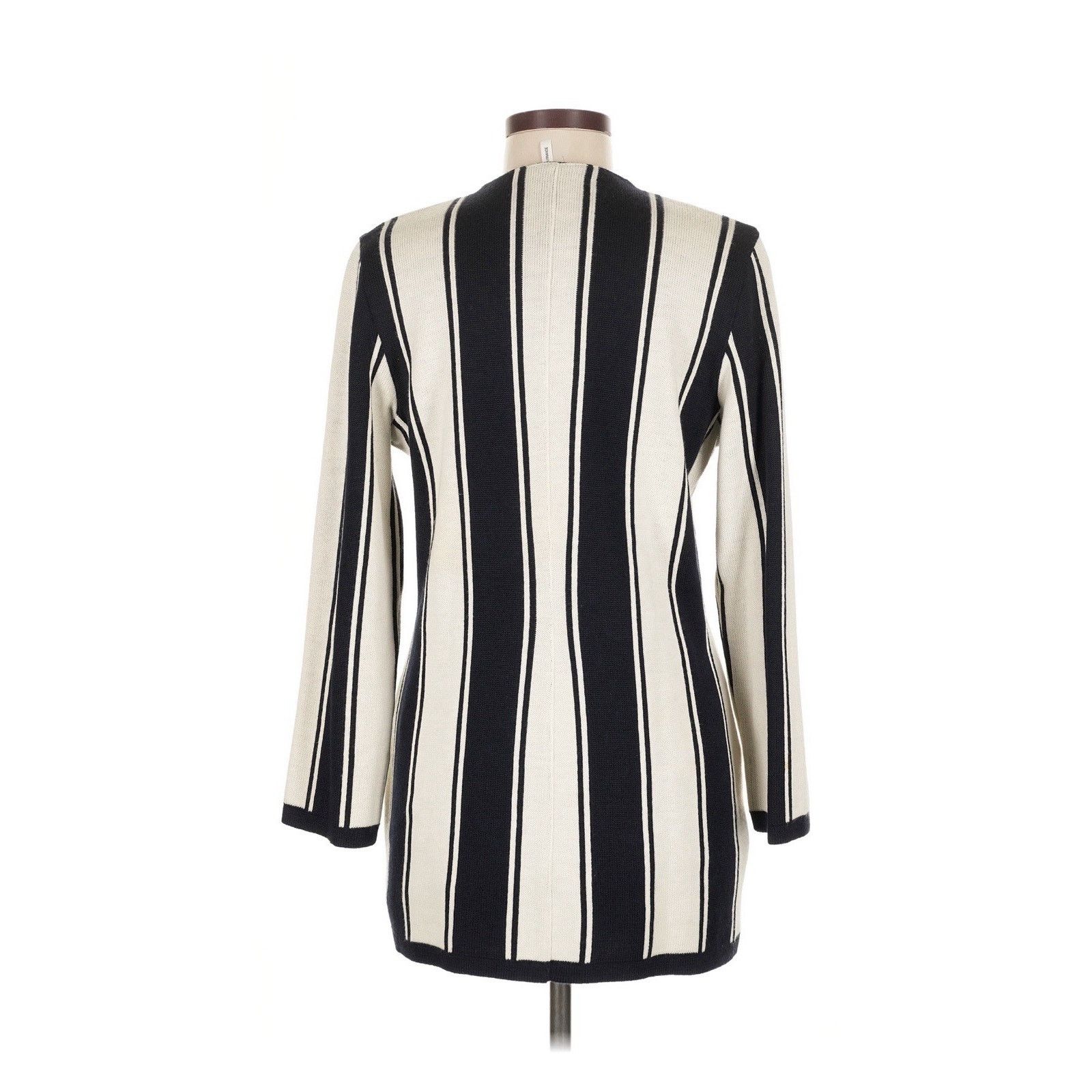 Vintage VTG Wool Blend Navy Blue White Knit Striped Blazer Jacket 40 Size M / US 6-8 / IT 42-44 - 2 Thumbnail
