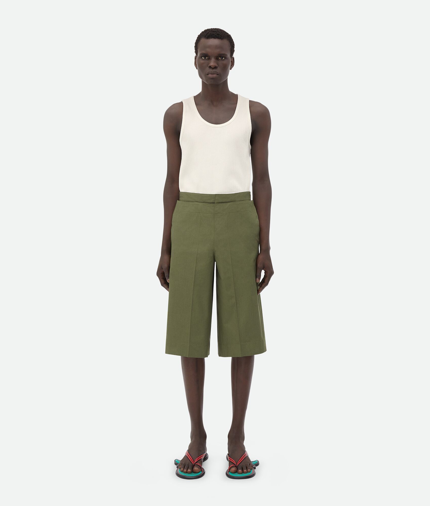 Bottega Veneta o1w1db10825 Compact Cotton Shorts in Thyme Size US 34 / EU 50 - 4 Thumbnail