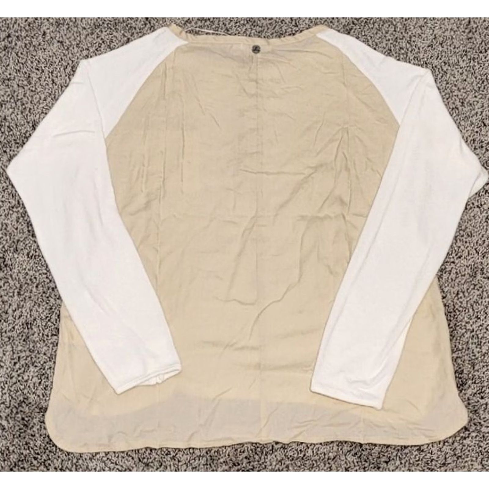 Prana prAna Hensley Henley Women's Top T Shirt XL Long Sleeve Snaps Ivory Tan Colorblock Casual/Athleisure/Yoga Womens Size XL / US 12-14 / IT 48-50 - 4 Thumbnail