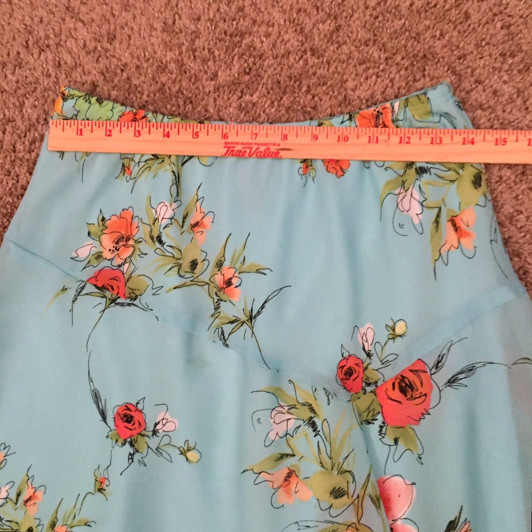 Vintage B. Moss Maxi Skirt Blue Floral Size 10 Lined Pull On Elastic Waist Womens Long Casual Size 32" / US 10 / IT 46 - 3 Thumbnail