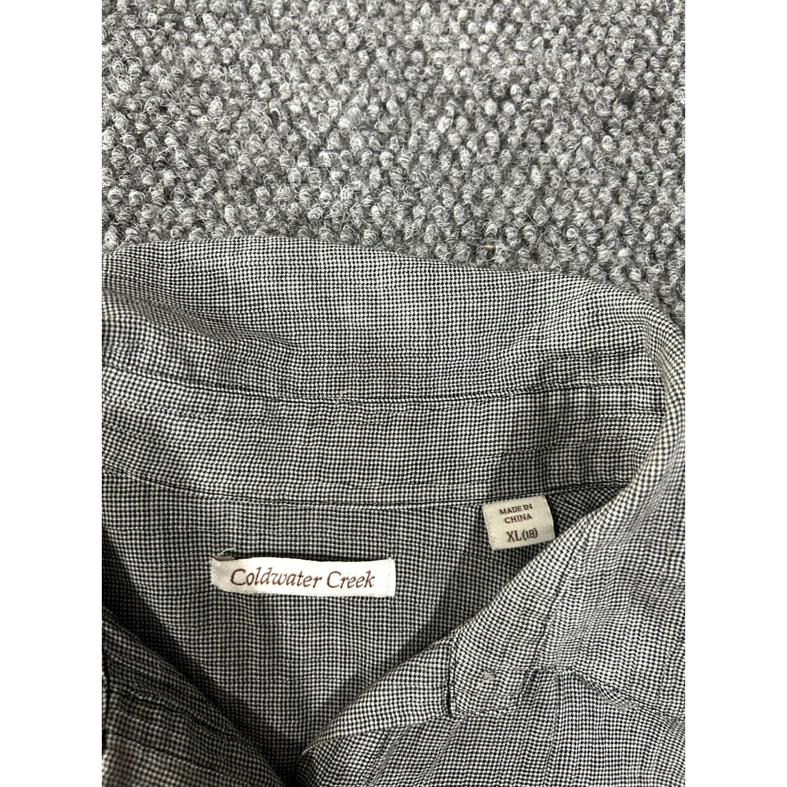 Coldwater Creek Coldwater Creek Shirt Womens XL Black White Houndstooth Button Up Blouse Crew Neck Long Sleeve Stretch Casual Business Mens Women Girls Size XL / US 12-14 / IT 48-50 - 4 Thumbnail