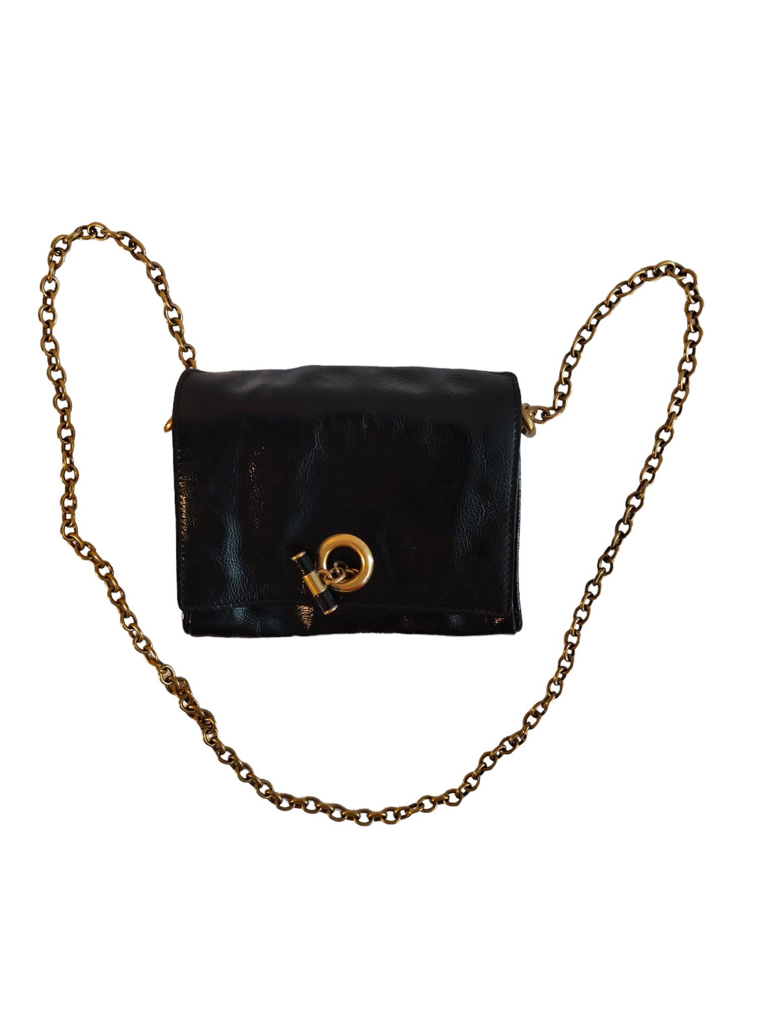 Yves Saint Laurent Black Patent Mini Shoulder Bag With Gold Chain Strap Size ONE SIZE - 2 Thumbnail