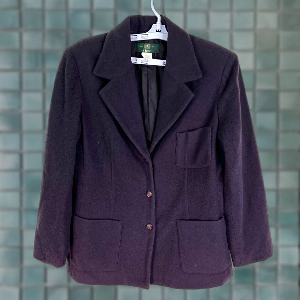 VINTAGE Orvis Blazer Jacket Women M Purple Wool Blend 80s 90s Classic Outdoor Nature