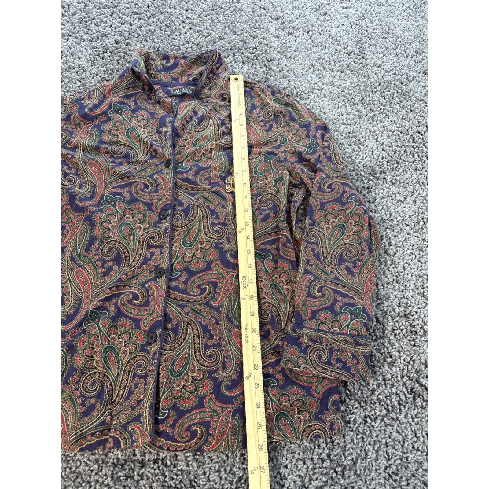 Ralph Lauren VINTAGE Lauren Ralph Lauren Button Shirt Womens L Paisley Floral Crown Crest Blouse Size L / US 10 / IT 46 - 2 Thumbnail
