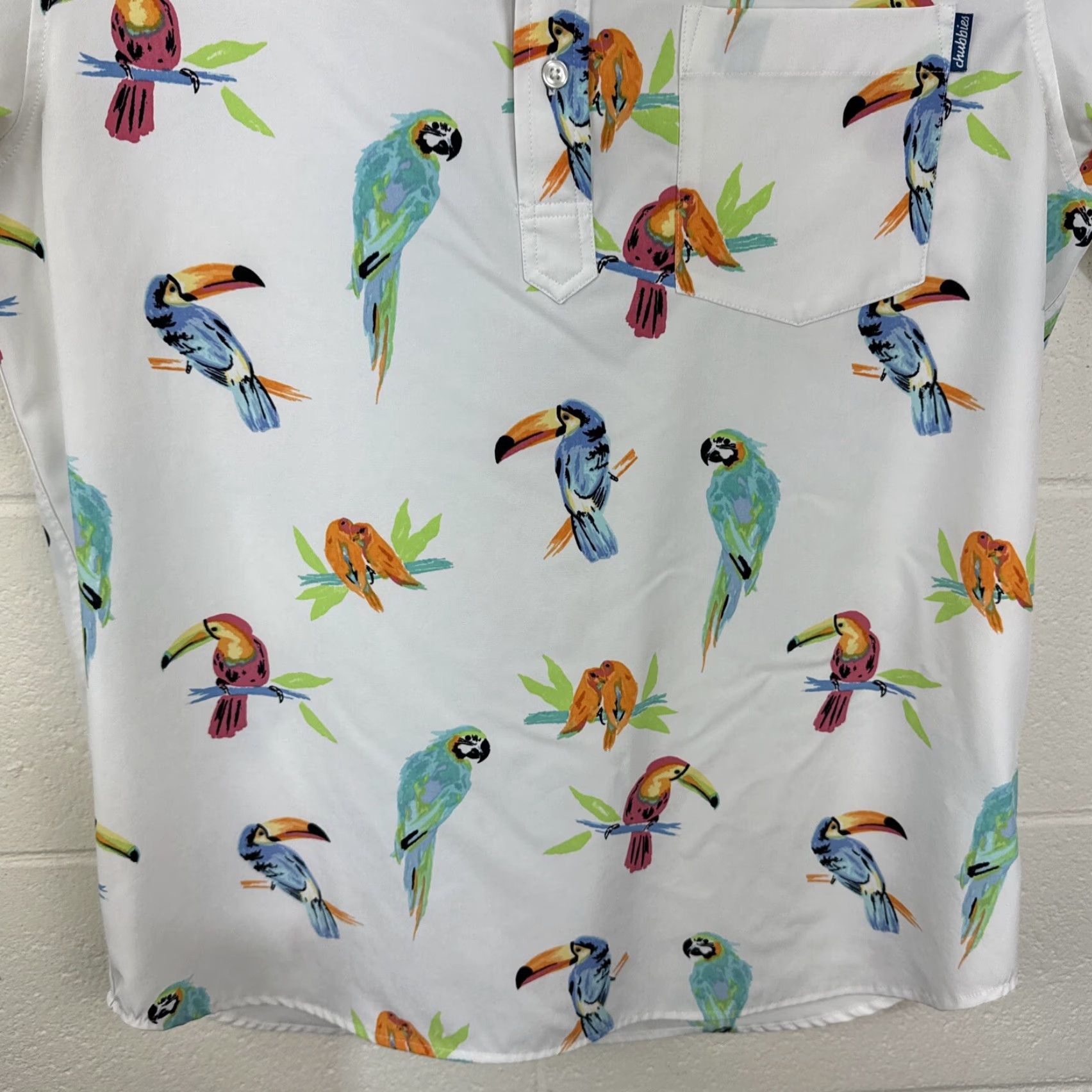 Chubbies Chubbies Mens Popover Shirt Macaw Parrot Hawaiian White Size Large White Size US L / EU 52-54 / 3 - 7 Thumbnail
