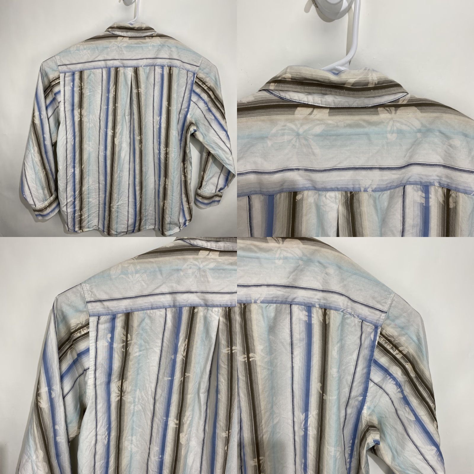 Tommy Bahama Tommy Bahama Silk Blend Button-Front Shirt Striped XL Multicolor Palm Tree Logo Men Men’s Shirt Size US XL / EU 56 / 4 - 8 Thumbnail
