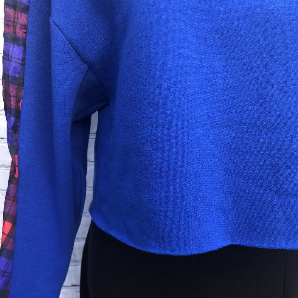 Other NWT New LF BSBW Oversized Cropped Hoodie Sweatshirt Plaid S Size XS / US 0-2 / IT 36-38 - 2 Thumbnail