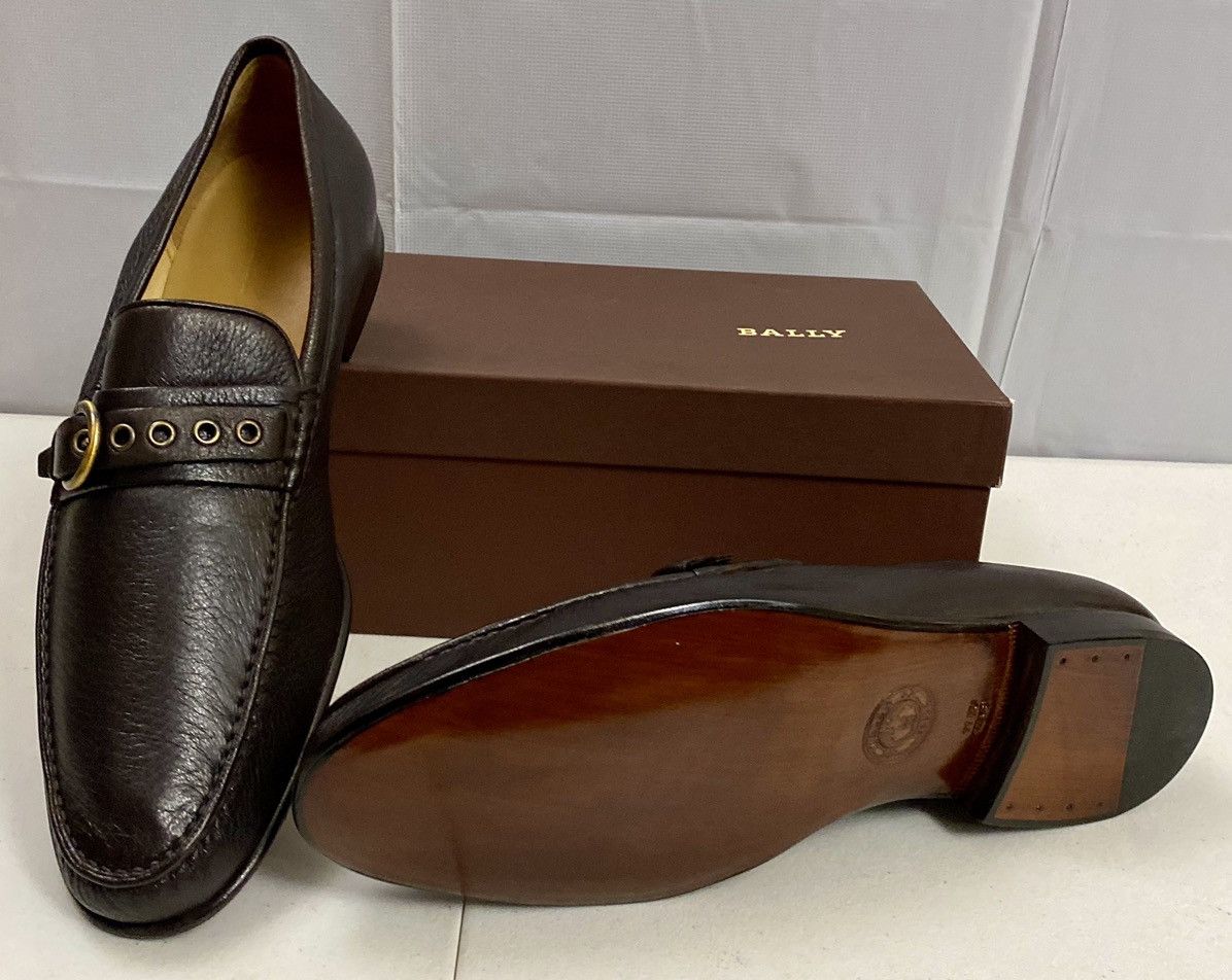 Bally Bally Dark Brown Deerskin Logo Buckled Strap Loafer 12 NIB Size US 12 / EU 45 - 13 Thumbnail