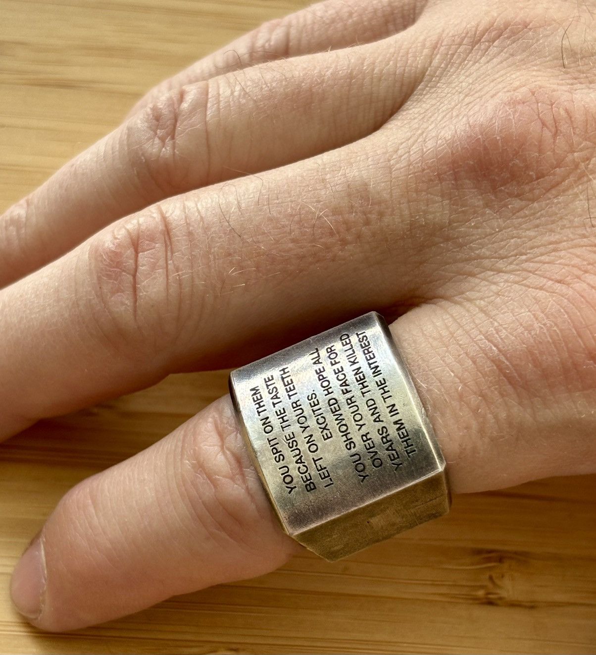 Julius Julius Engraved Industrial Brutalist Alloy Ring Size ONE SIZE - 9 Thumbnail
