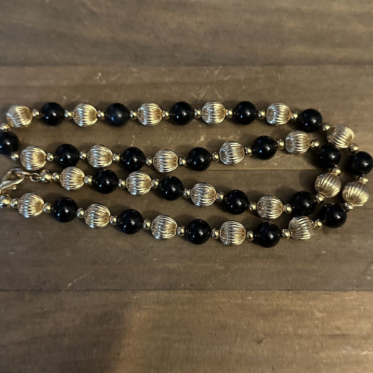 Vintage Vintage gold and black bead necklace Size ONE SIZE - 2 Thumbnail