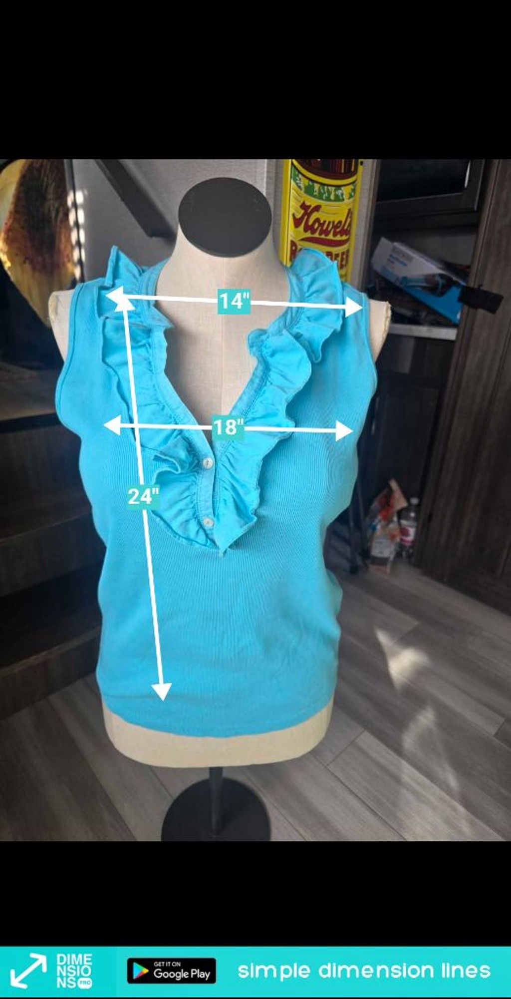 Lauren Ralph Lauren Women's Lauren Ralph Lauren Blue Ruffled Ribbed Tank Top XL Size XL / US 12-14 / IT 48-50 - 4 Thumbnail
