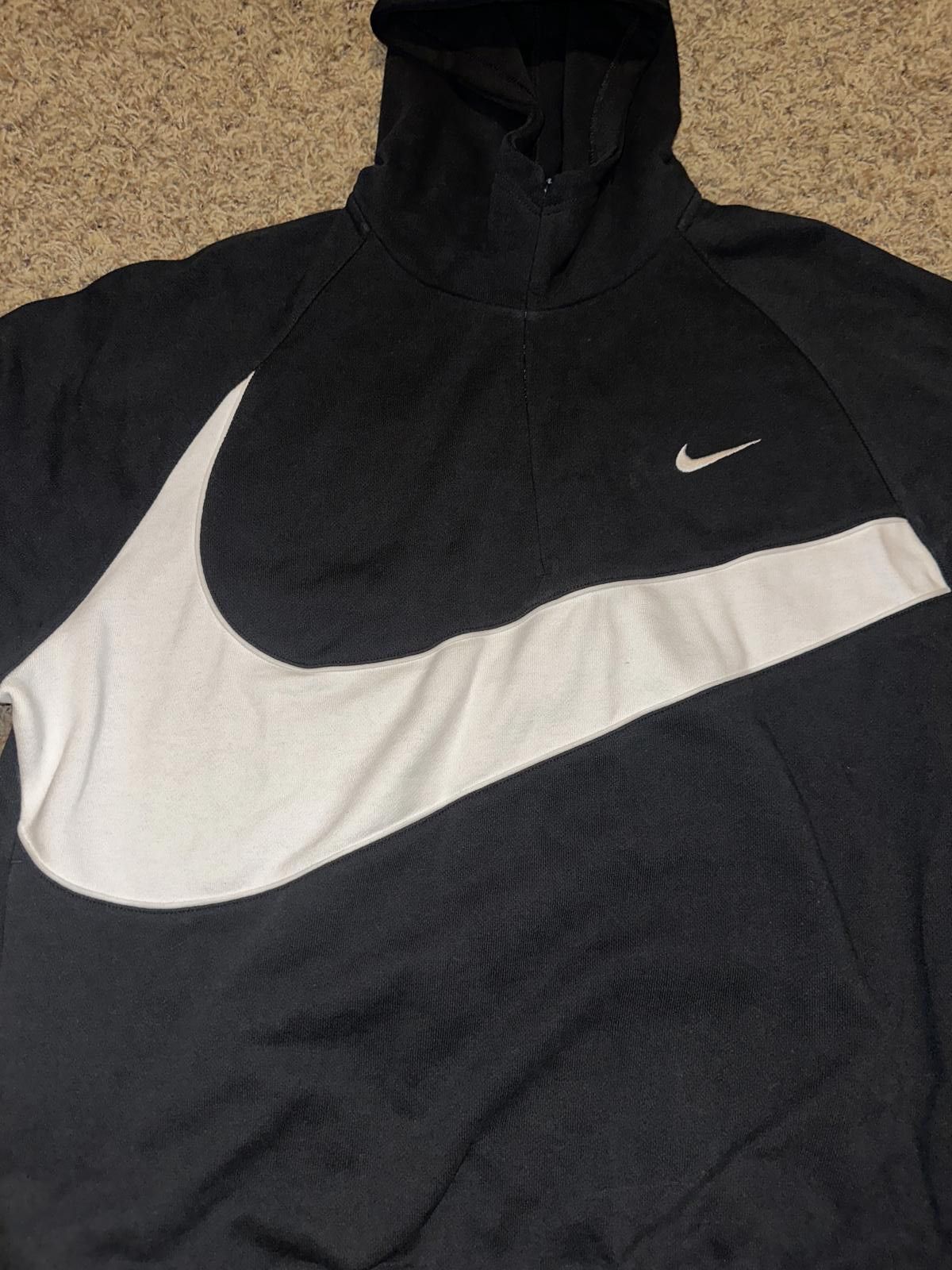 Nike Nike Sportswear Big Swoosh Half Zip Black/White Hoodie Sample Size US L / EU 52-54 / 3 - 2 Thumbnail
