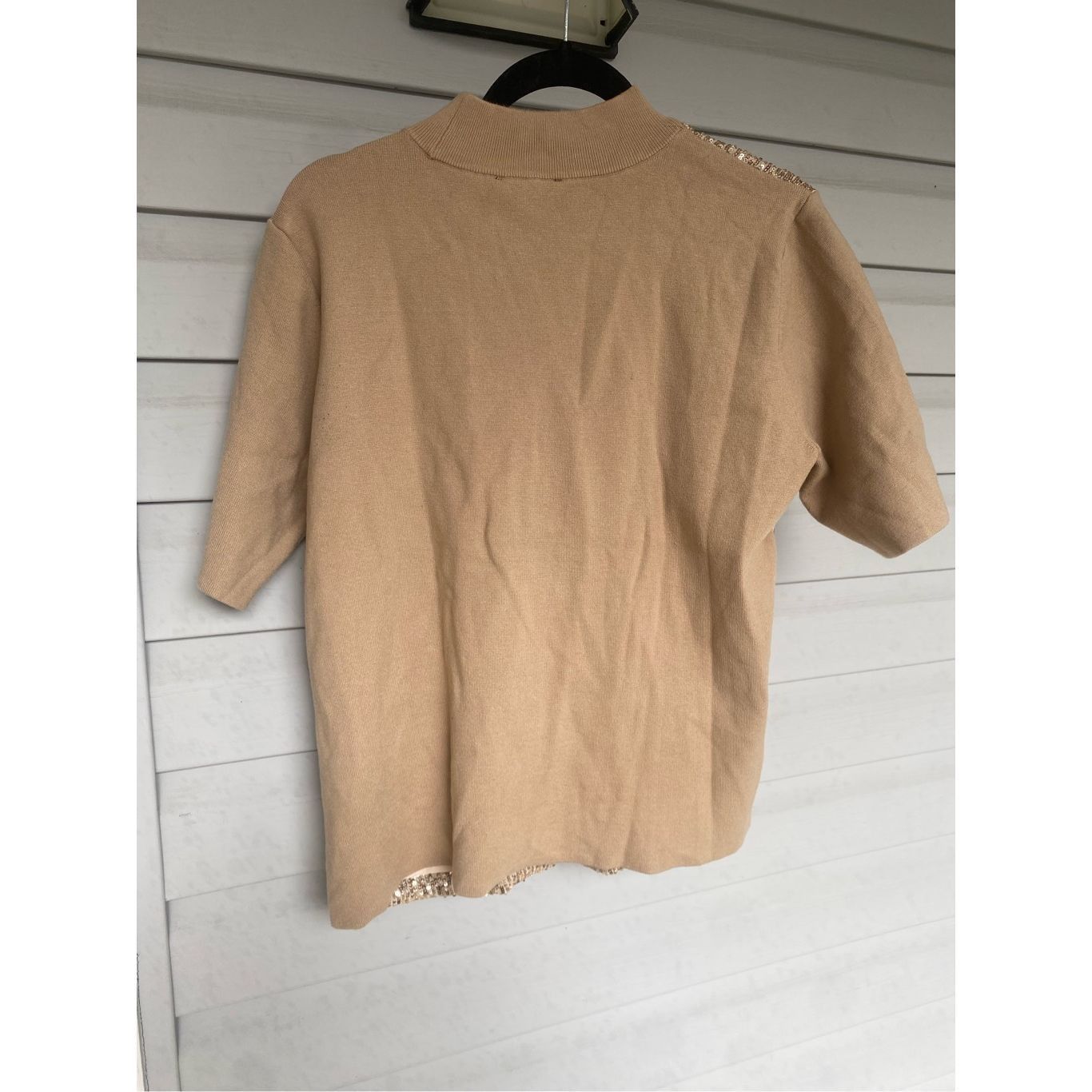 Ann Taylor Ann Taylor Sequin Front Sweater Tee, Gold Sweater, Size Larg Size L / US 10 / IT 46 - 4 Thumbnail