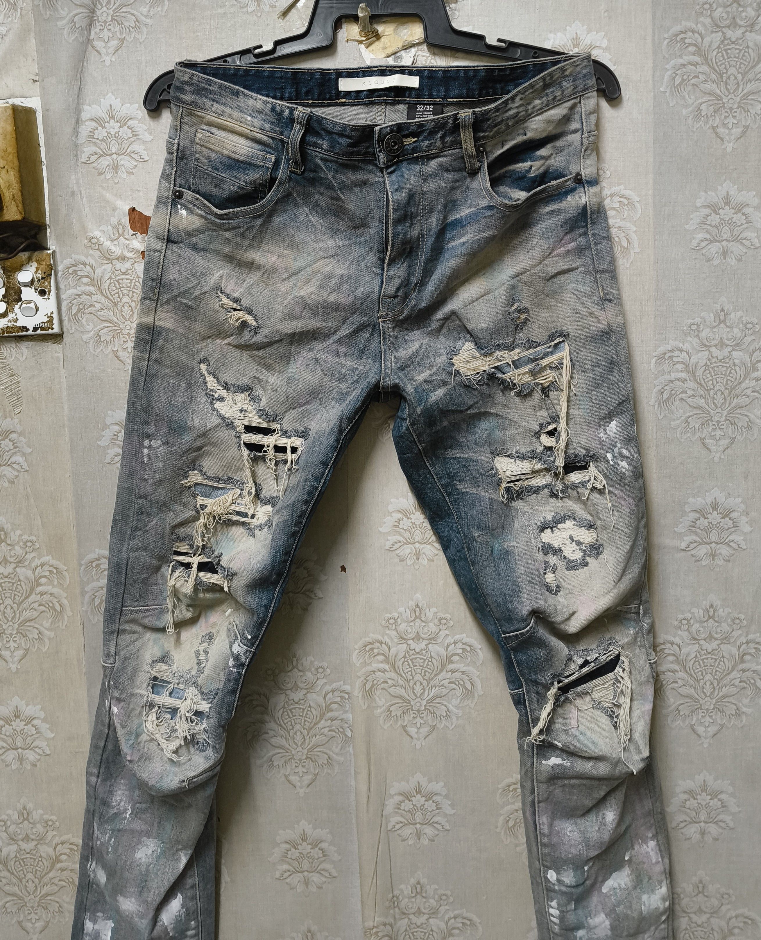 Japanese Brand klaud 9 Jeans distressed avant garde Skinny Size US 33 - 3 Thumbnail
