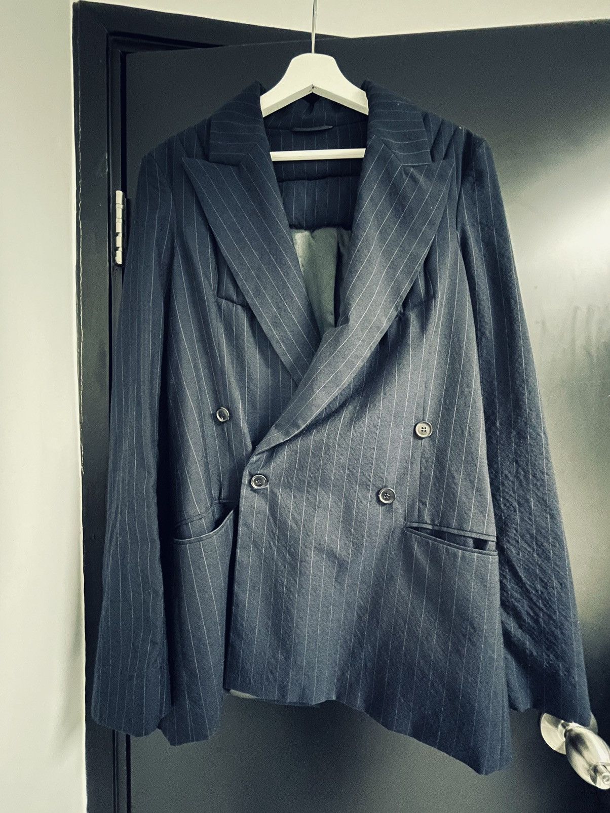 Hed Mayner Double Breasted Peacoat Wool jacket Hed Mayner Grey