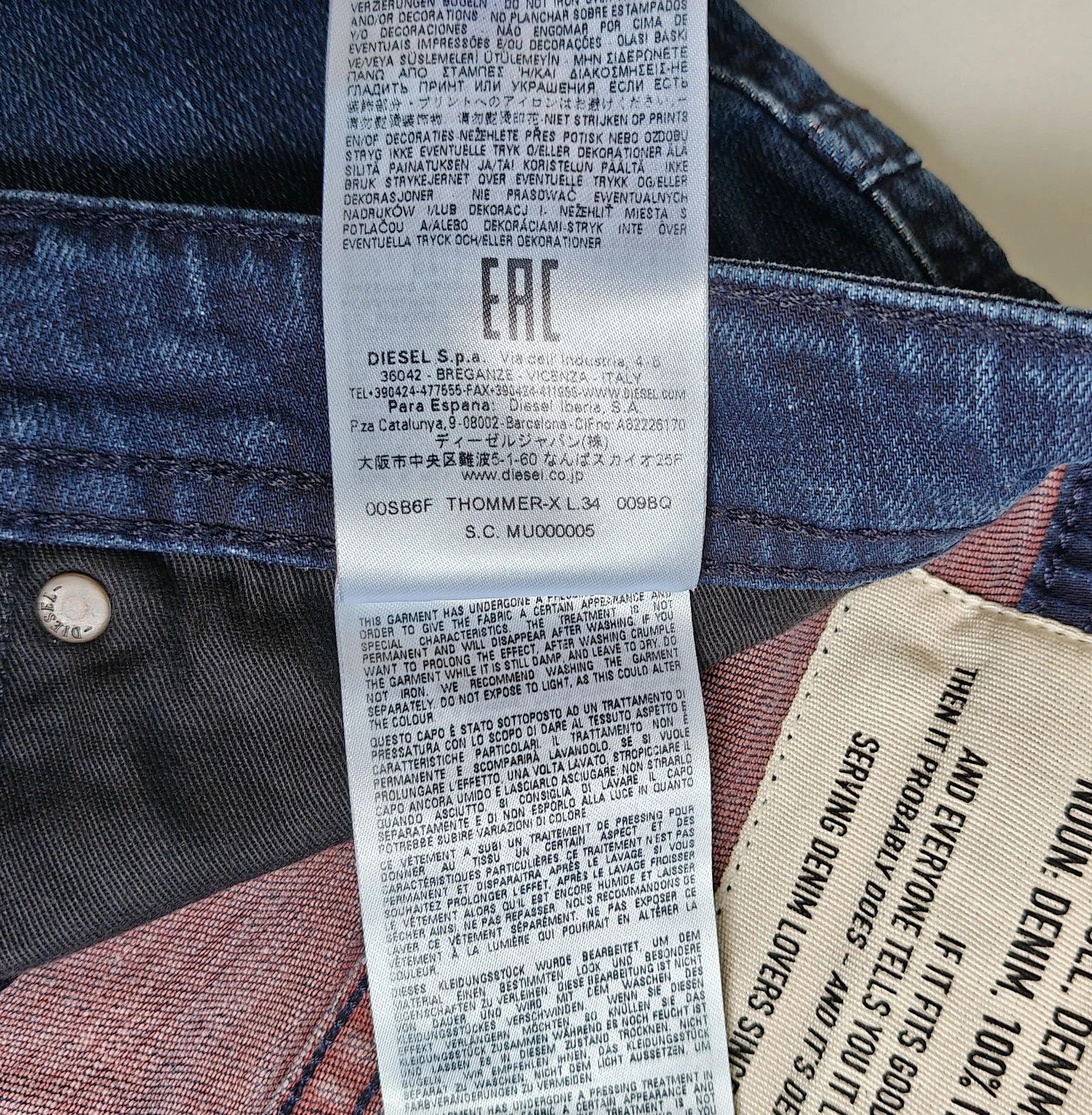 Diesel Diesel THOMMER-X L.34 MENS JEANS SLTP/9520 Size US 36 / EU 52 - 7 Thumbnail