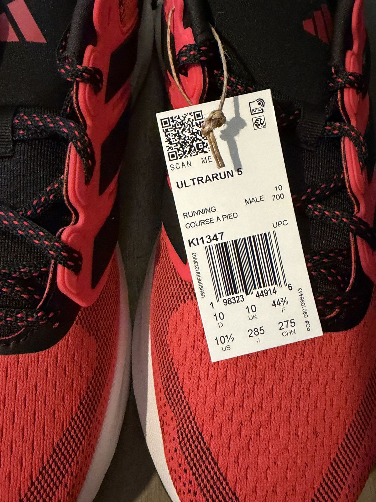 Adidas Size 10.5- Adidas Ultrarun 5 Lucid Red Black White Size US 10.5 / EU 43-44 - 5 Thumbnail