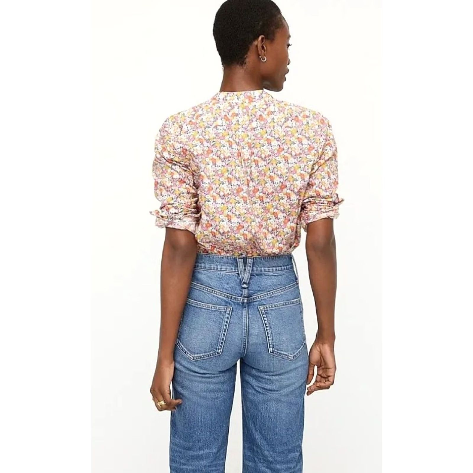 J.Crew J.CREW Liberty Band-Collar Ruffle-Front Shirt Libby Floral AU236 Women's S Multicolor Florals Shirt Womens S Size S / US 4 / IT 40 - 3 Thumbnail