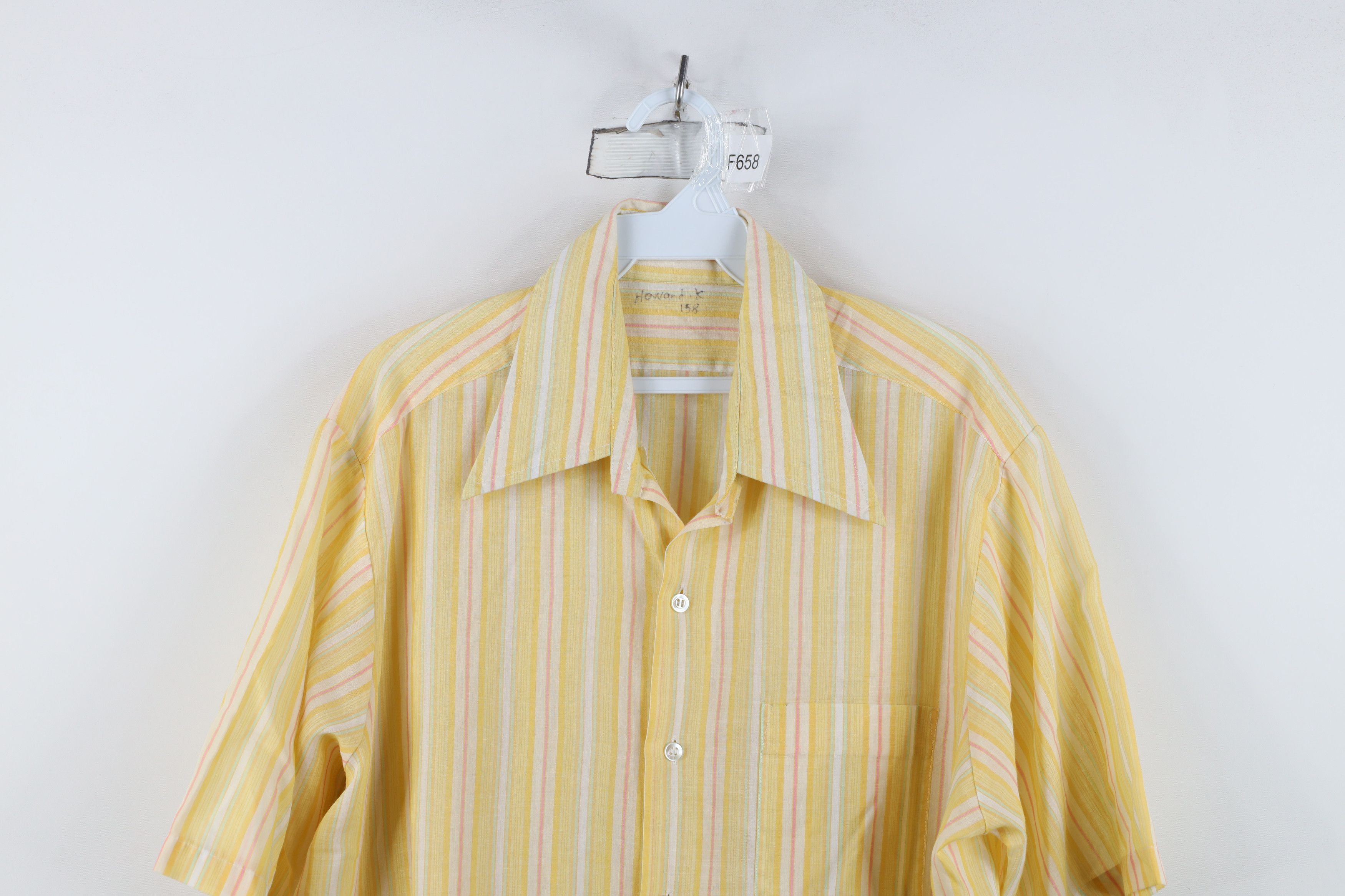 Vintage Vintage 70s Streetwear Sheer Rainbow Striped Button Shirt Size US XL / EU 56 / 4 - 2 Thumbnail