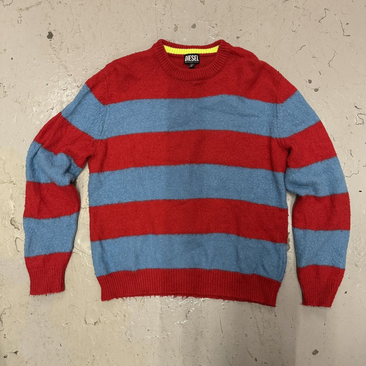 Image of Diesel K-Elgin Striped Wool Sweater in Blue/Red, Men's (Size XL)