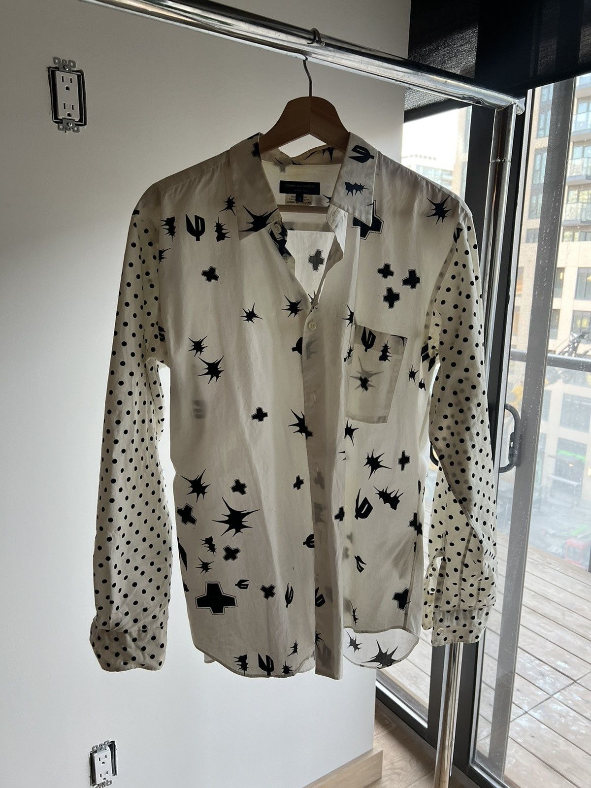 image of Comme Des Garcons Homme Plus Cdg Homme Plus Patterned Button Dowm in White, Men's (Size Medium)