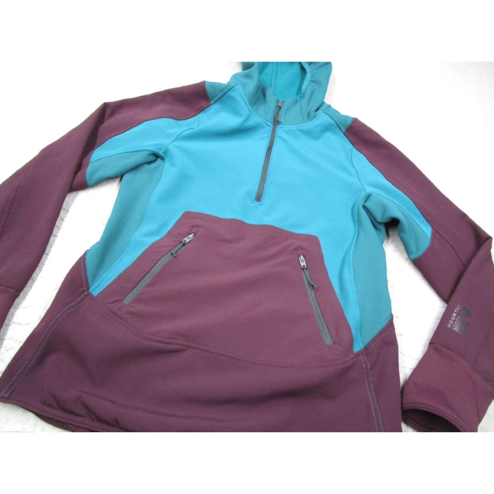 Mountain Hardwear Mountain Hardwear Jacket Womens XS Blue Colorblock 1/4 Zip Pullover Hood Hike Size XS / US 0-2 / IT 36-38 - 2 Thumbnail