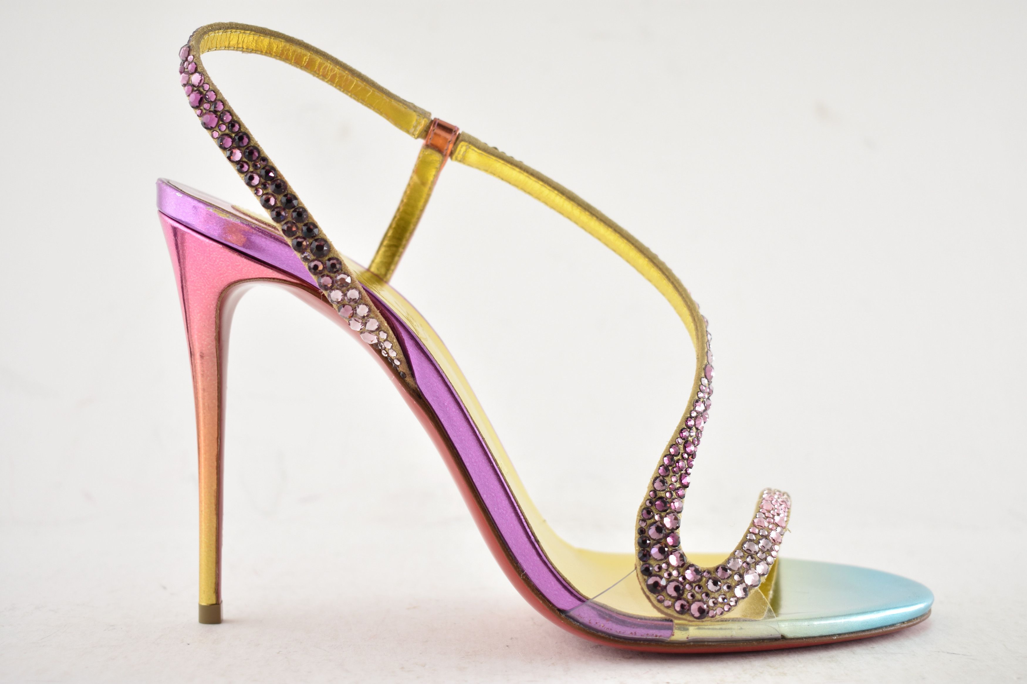 Christian Louboutin Rosalie Strass Boreal 100 Ankle Strap Sandal Heel Pump 39 Size US 9 / IT 39 - 2 Thumbnail
