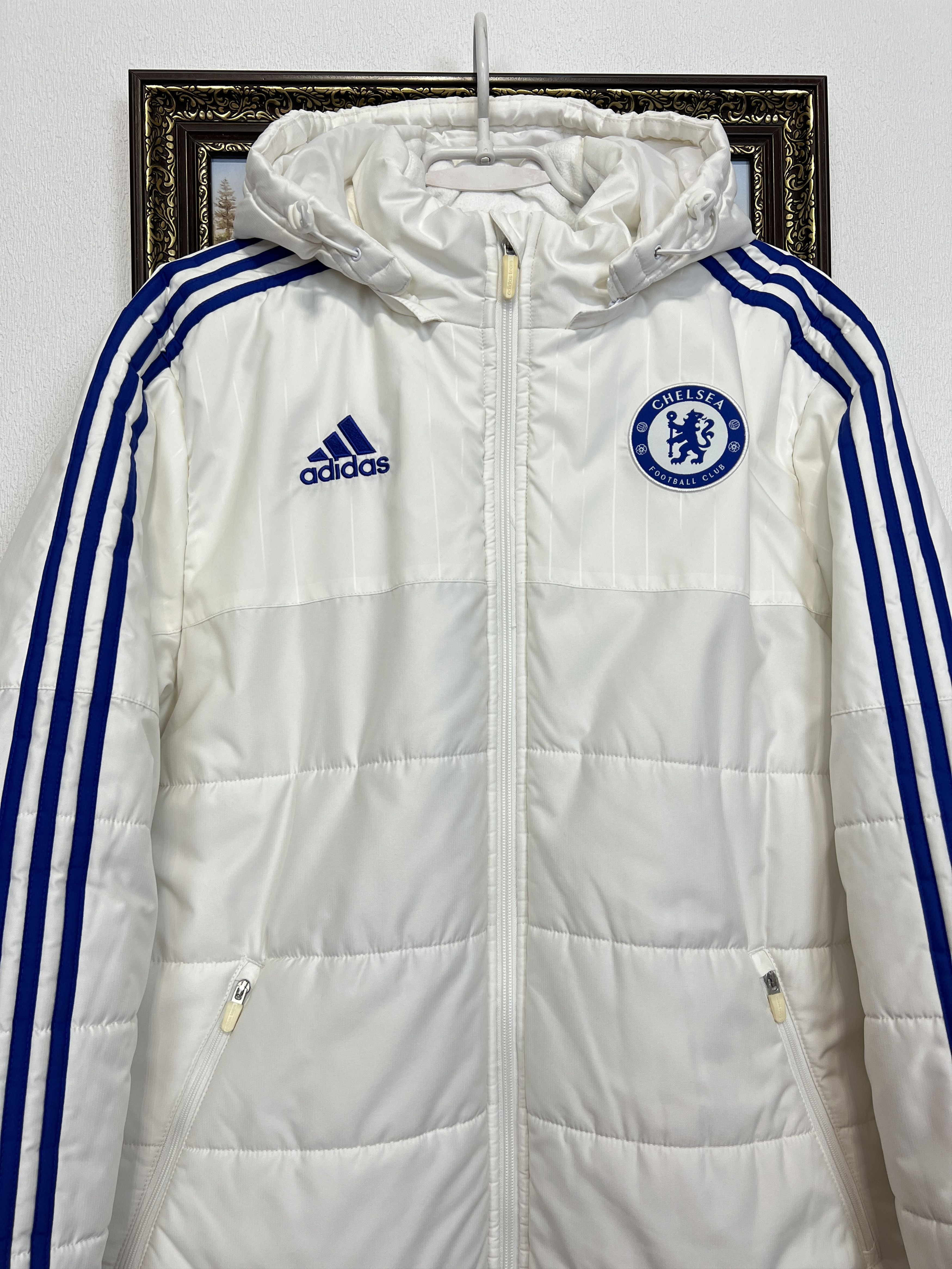 Adidas Chelsea Football Padded Jacket Hooded Soccer Track Top Size US L / EU 52-54 / 3 - 2 Thumbnail