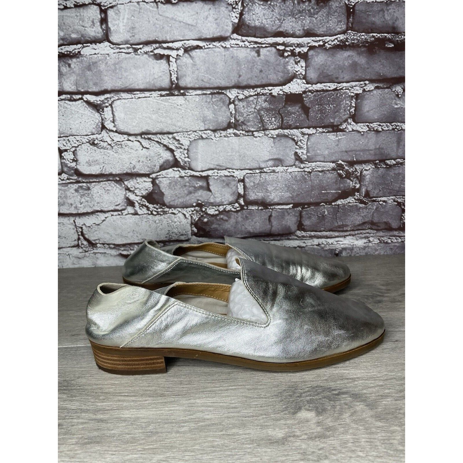 Lucky Brand Lucky Brand Metallic Silver Leather Slip On Loafers Flats Sh Size US 11 / IT 41 - 18 Thumbnail