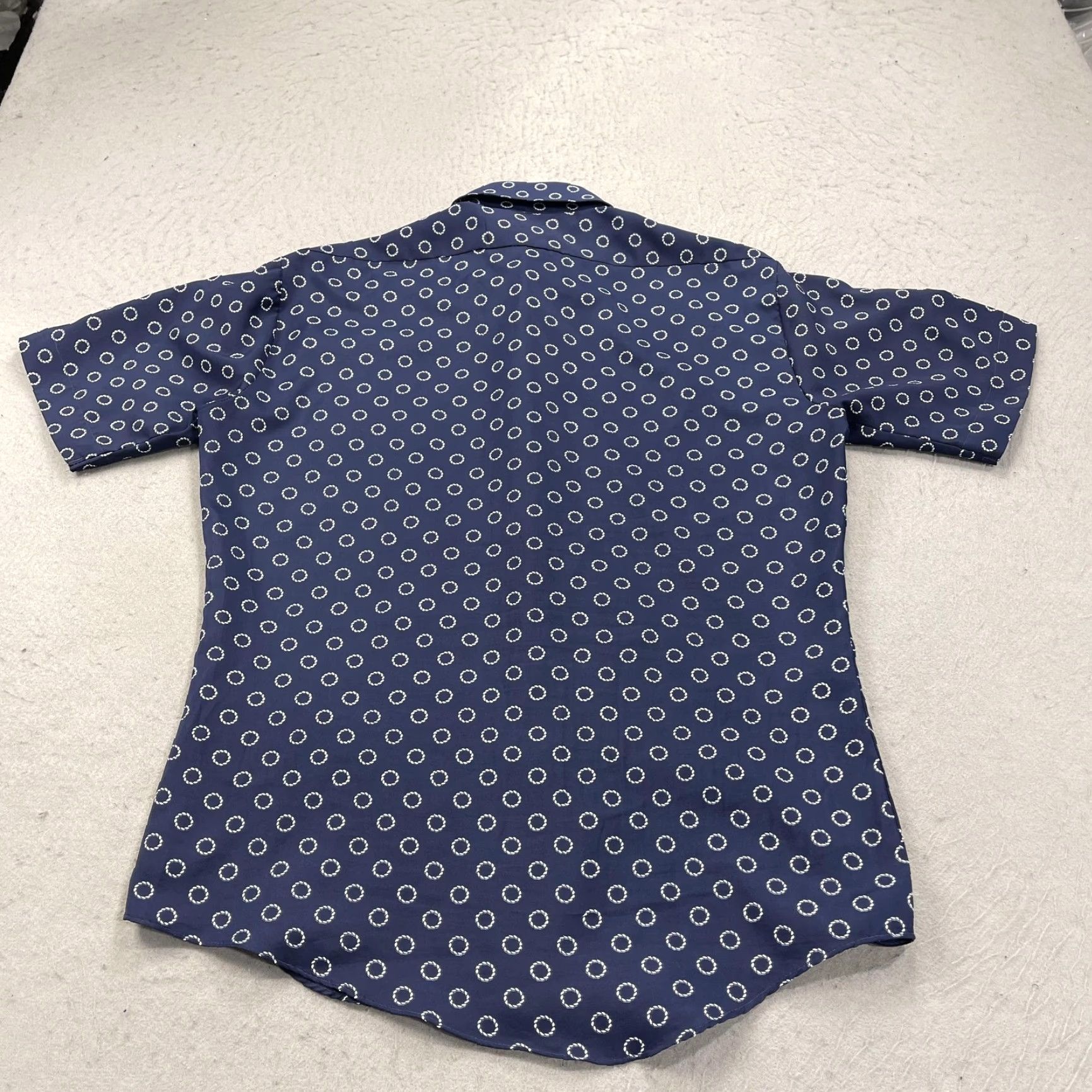 JCPenney VINTAGE JCPenney Shirt Mens Medium Short Sleeve Blue Polka Dot No Iron 70s Size US M / EU 48-50 / 2 - 5 Thumbnail