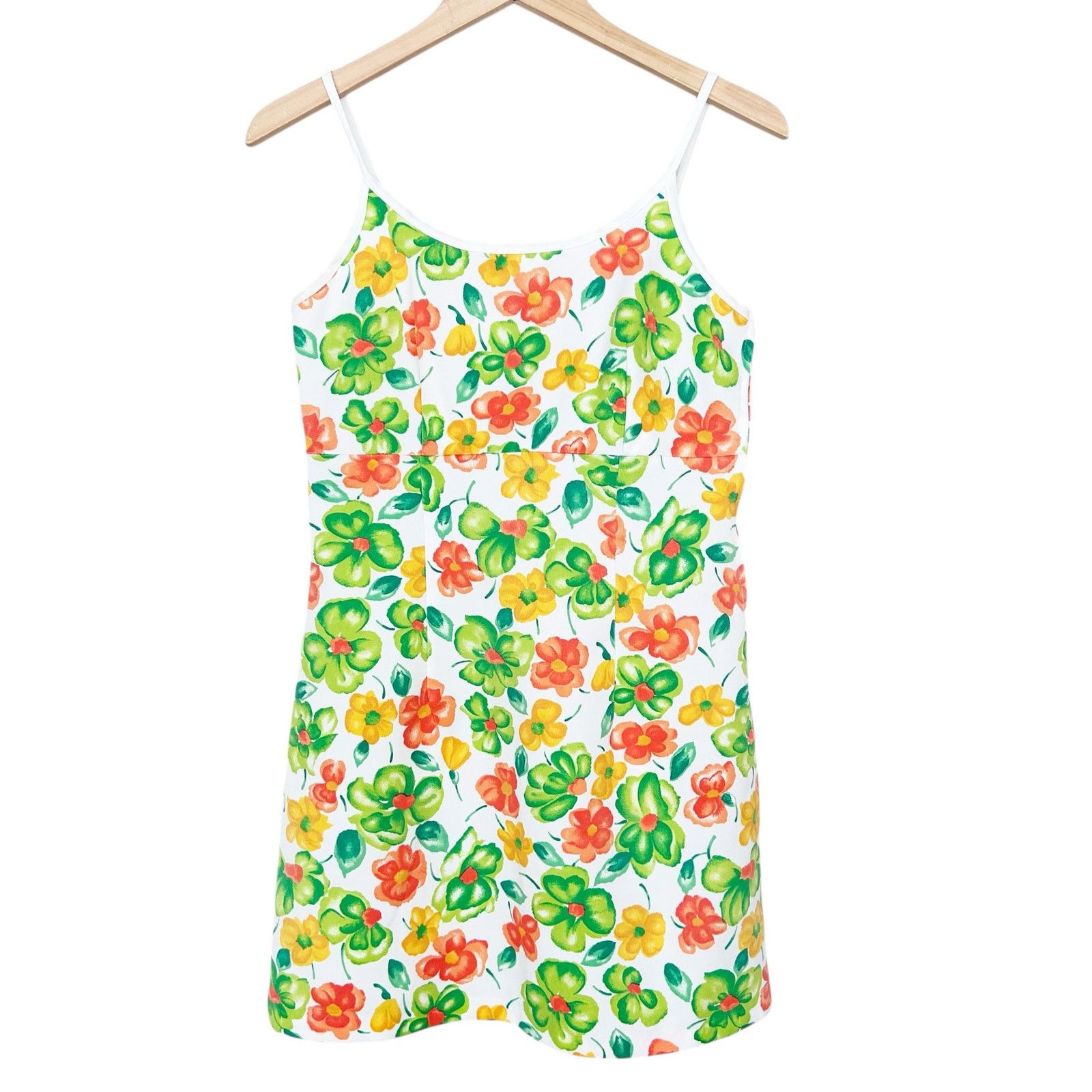 Vintage Vintage Finesse Green Yellow Orange Floral Mini Dress Sz M Size M / US 6-8 / IT 42-44 - 1 Thumbnail