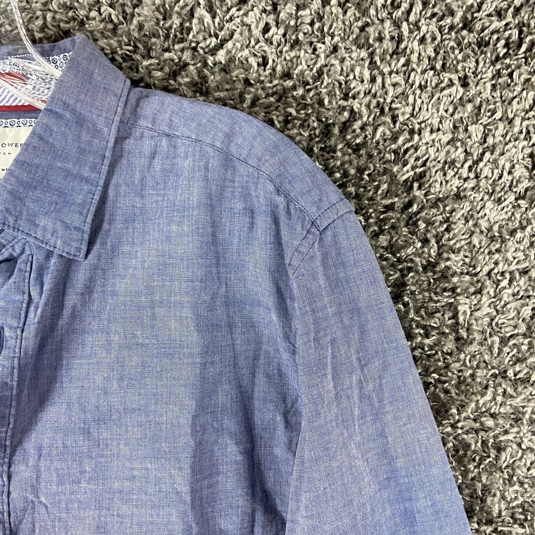 Denime DENIM & FLOWER Button-Up Shirt Men M Long Sleeve Blue Floral Back Color Change Fabric Denim Mens M Blue Floral Shirt Size US M / EU 48-50 / 2 - 4 Thumbnail