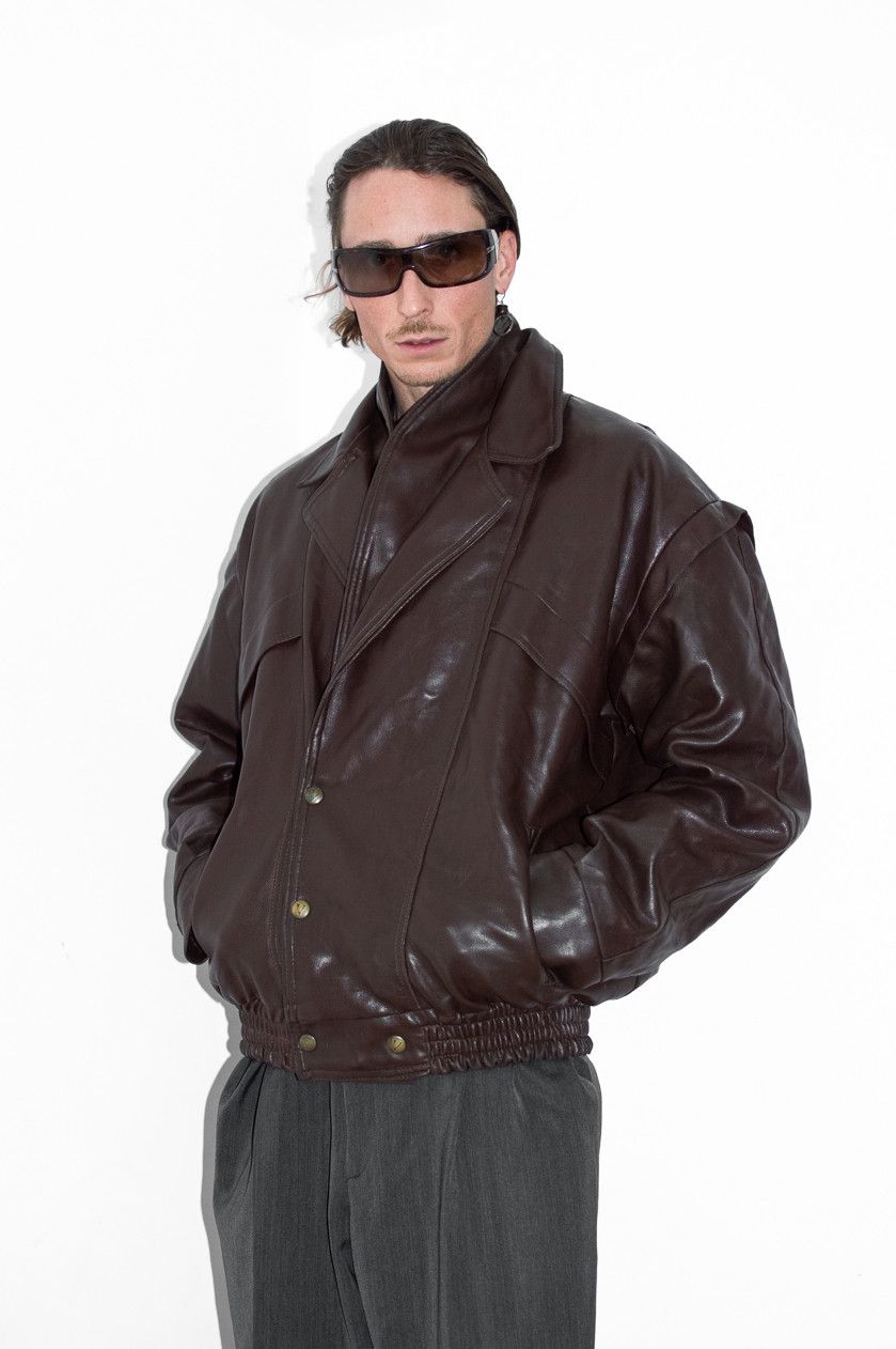 Designer × Vintage Vintage Brown Oversize Aviator Leather Jacket Size US XL / EU 56 / 4 - 5 Thumbnail