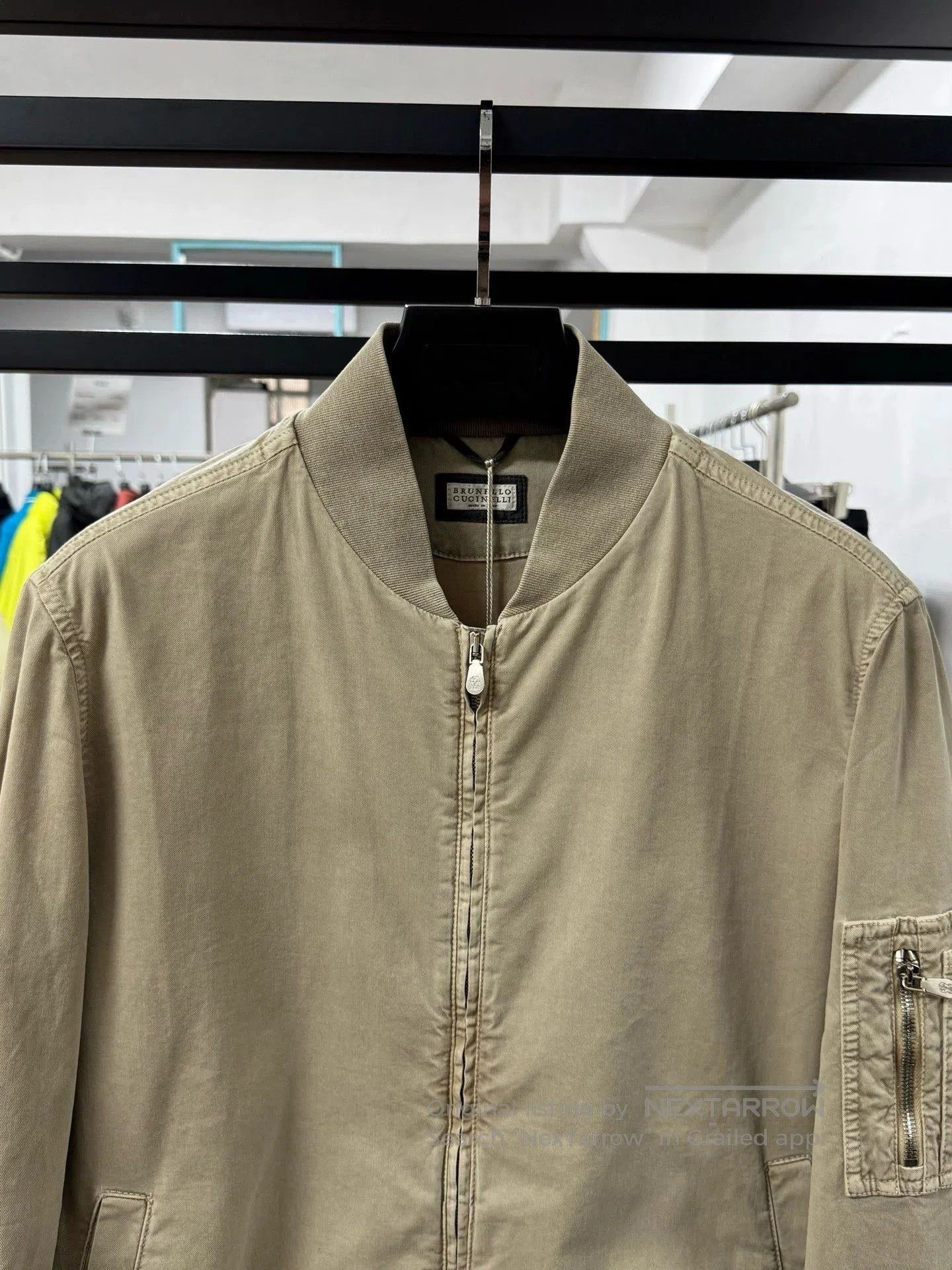 Brunello Cucinelli stylish men's lightweight jacket in khaki. Size US L / EU 52-54 / 3 - 2 Thumbnail