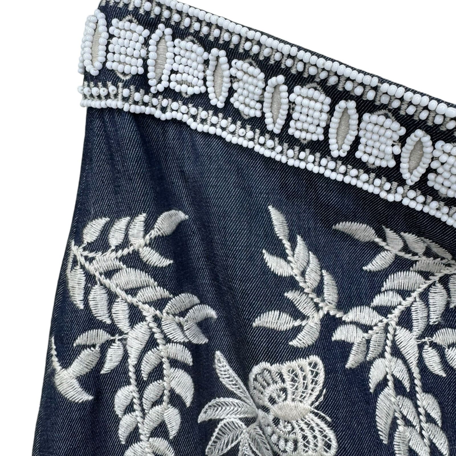 Other ELLE SASSON Beaded Fringe Floral Embroidery Mini Skirt 36/4 Size 27" / US 4 / IT 40 - 6 Thumbnail