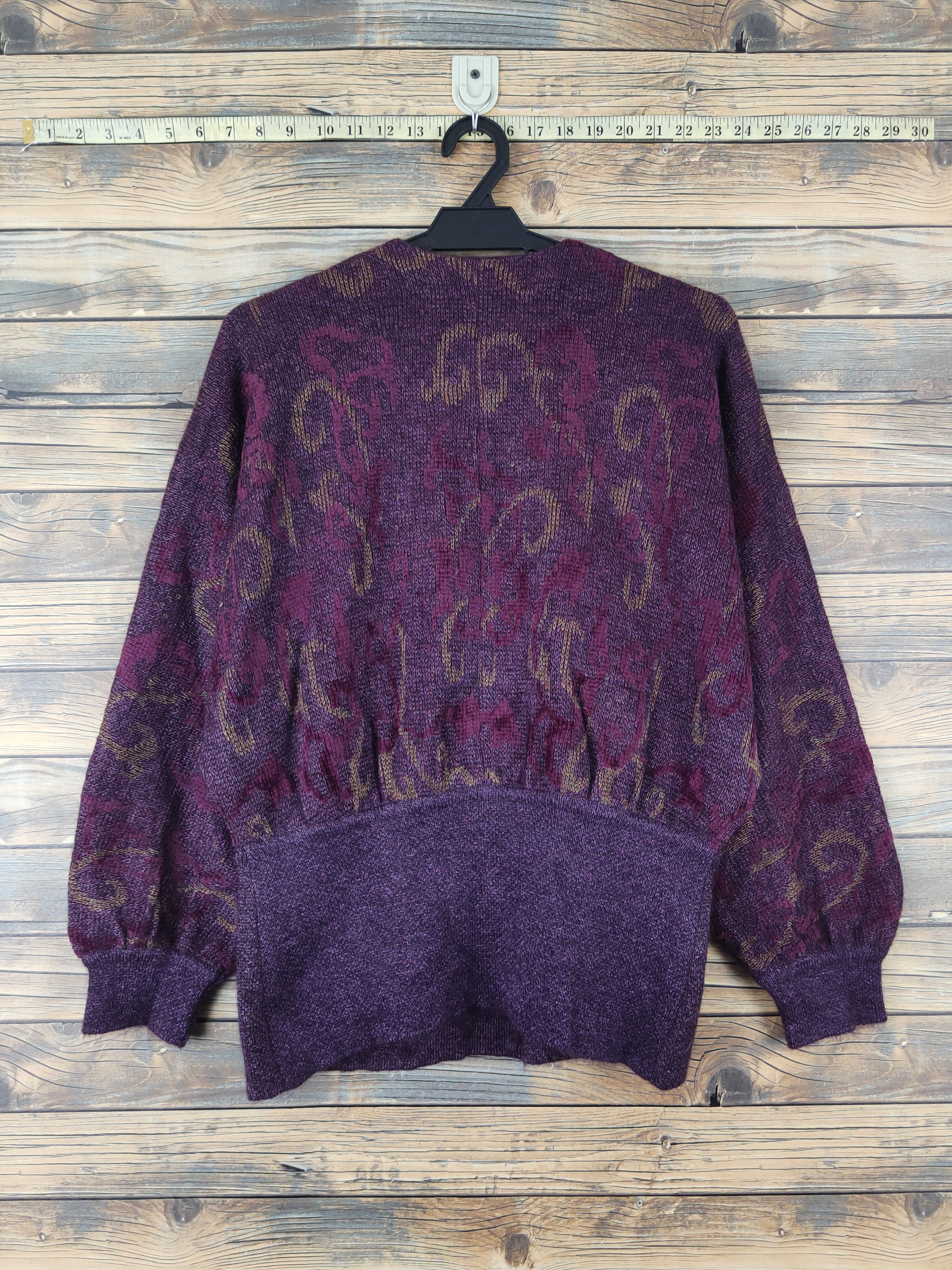 Homespun Knitwear Blance Dark Purple Knitwear Blouses cardigan vintage #W2028 Size M / US 6-8 / IT 42-44 - 7 Thumbnail