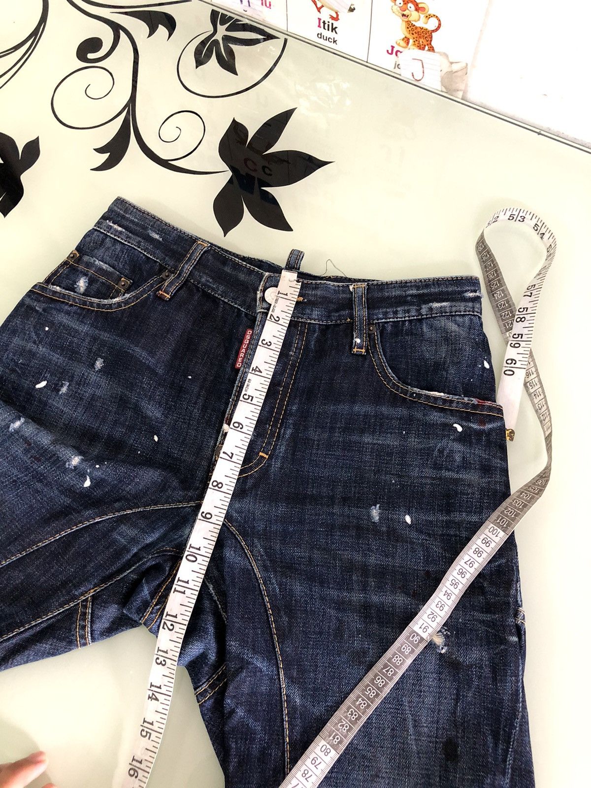 Dsquared2 Nice❗️Dsquared Splash Paint Distressed Denim Curve Cut Size US 28 / EU 44 - 19 Thumbnail