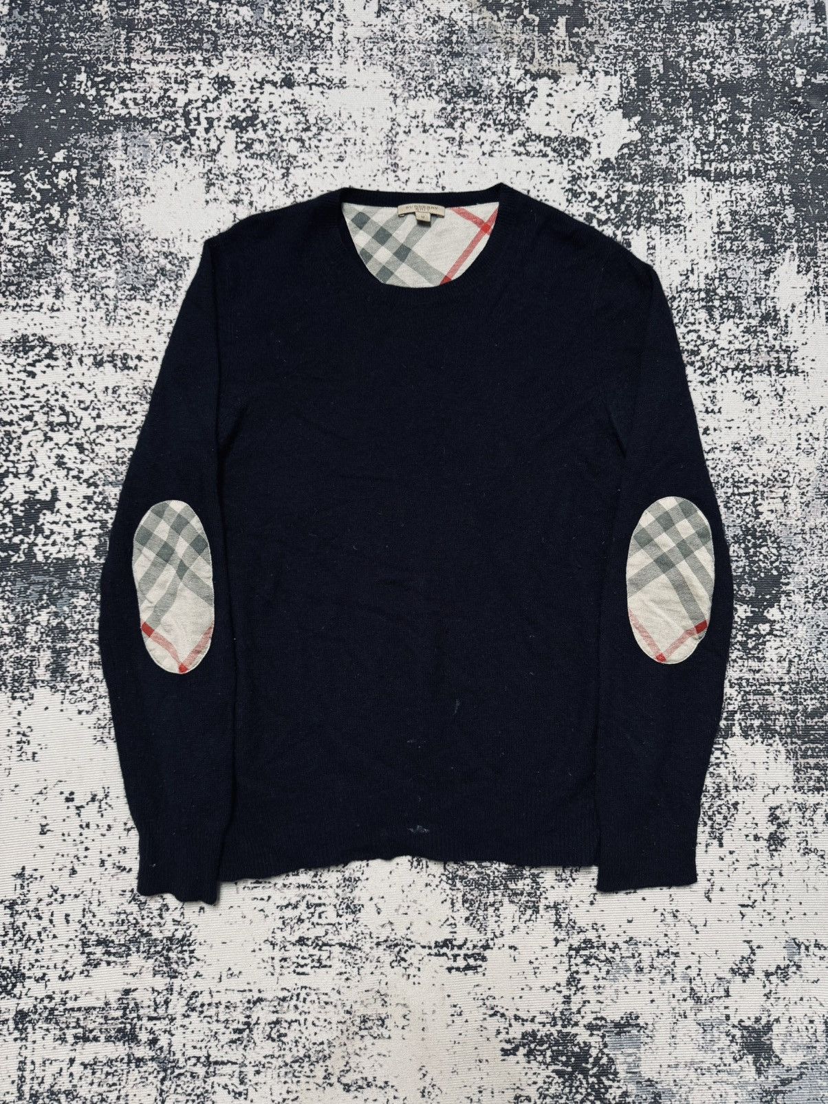 Vintage Burberry Knit Sweater Jumper Cashmere Navy M