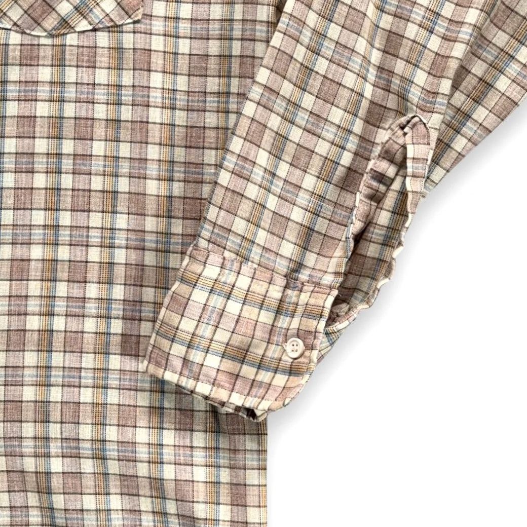 Vintage VINTAGE Moving Up Button Down Shirt Adult MEDIUM Brown Pastel Plaid 70s Size US M / EU 48-50 / 2 - 6 Thumbnail