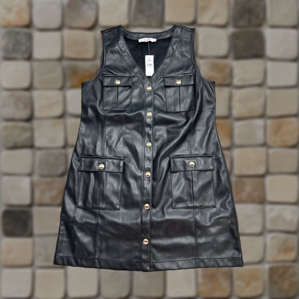 Loft VINTAGE Loft Dress Womens 8 Black Faux Leather Bodycon New Size M / US 6-8 / IT 42-44 - 1 Thumbnail
